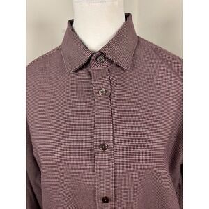 Ted Baker Shirt Mens 5 XL Red Herringbone Workwear Officewear Business Old Money